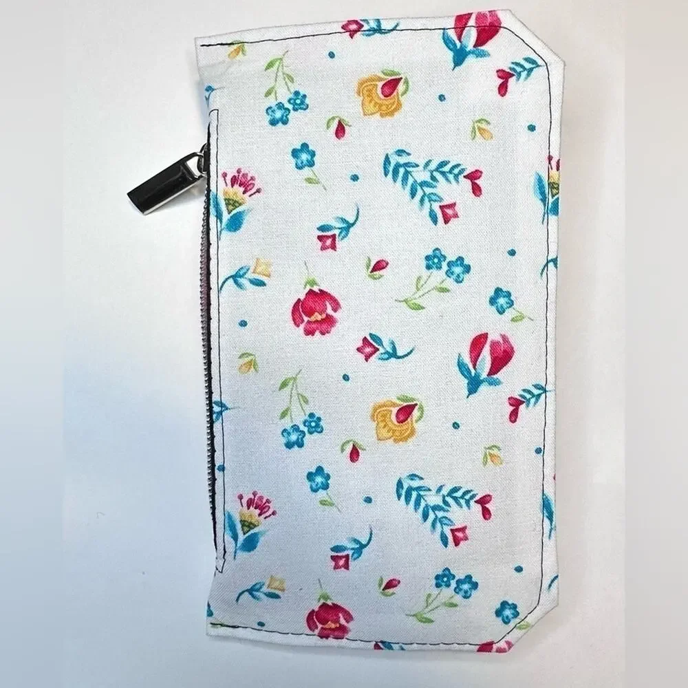 Floral wallet brown vinyl purse pallet card holder handmade